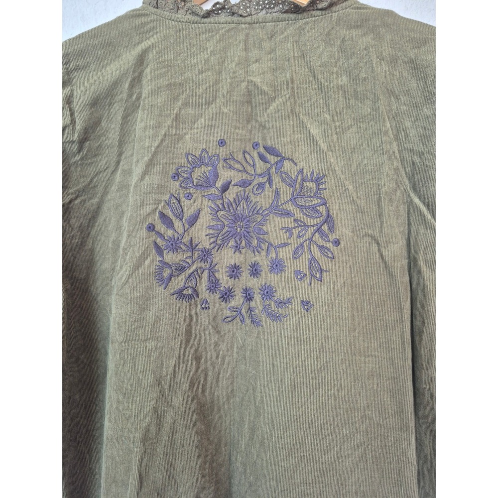 Wrap London Corduroy Embroidered Boho Eyelet Lace Tie Front Jacket Top Size 10 - Picture 6 of 7